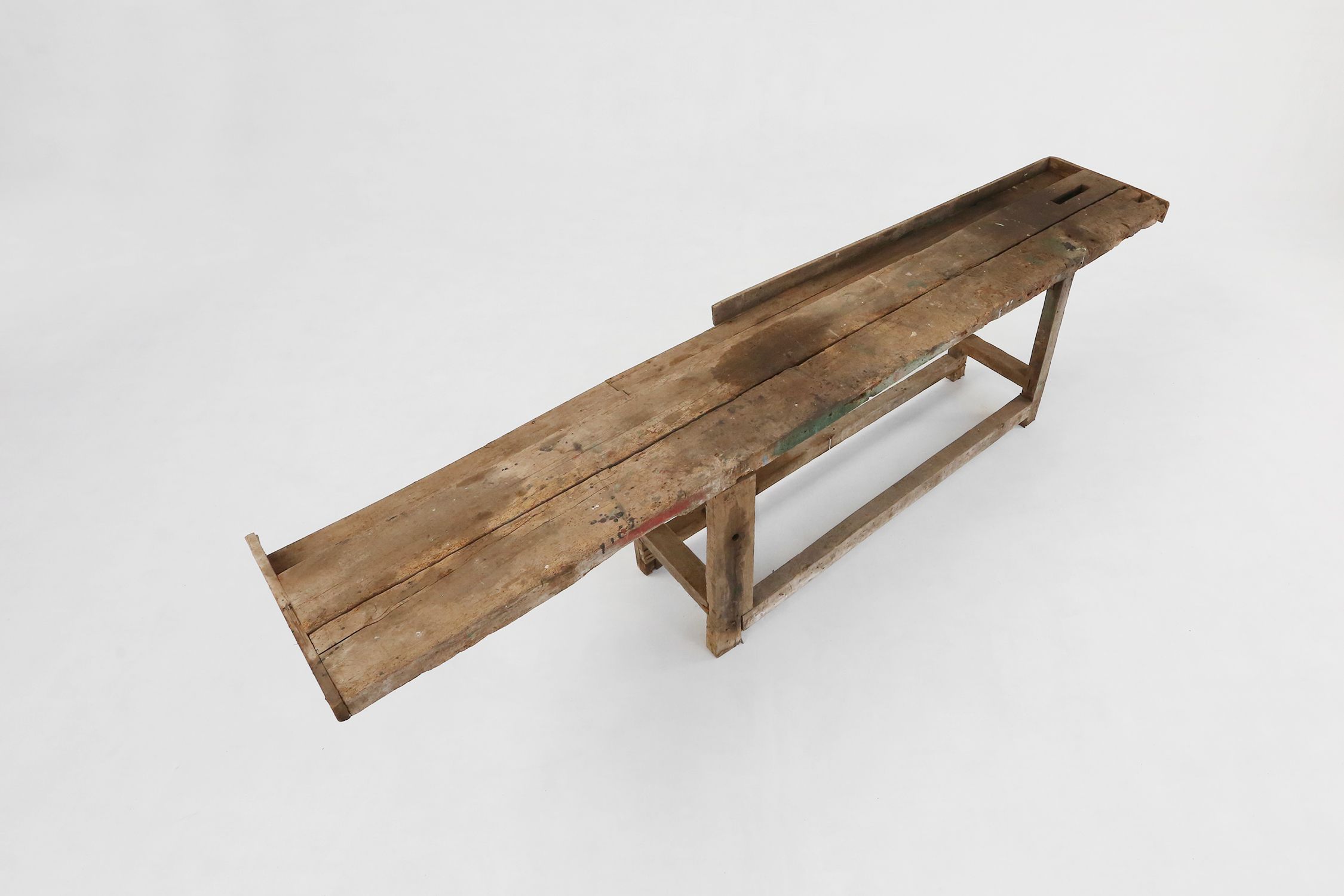 Industrial Oak Workbench with Exceptional Patina, Belgium ca. 1850thumbnail